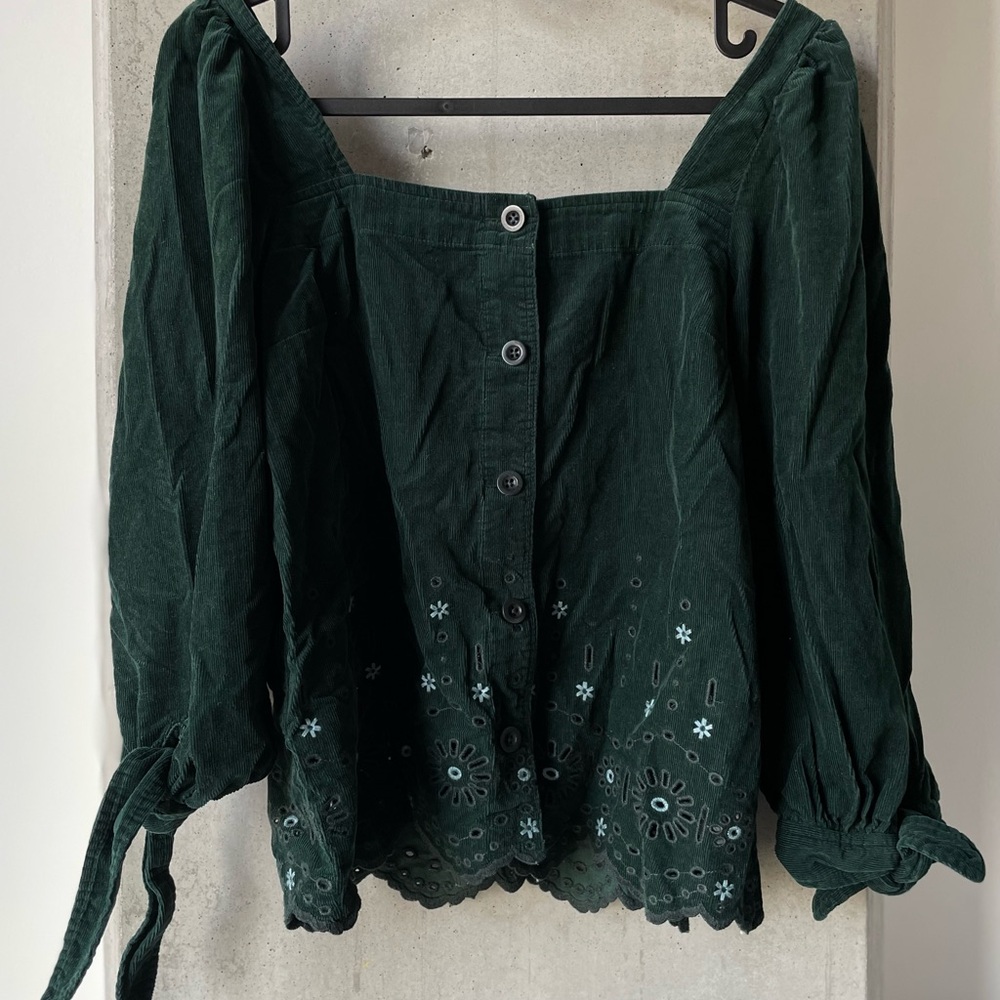 Madewell Dark Green Button-Up Women's Top